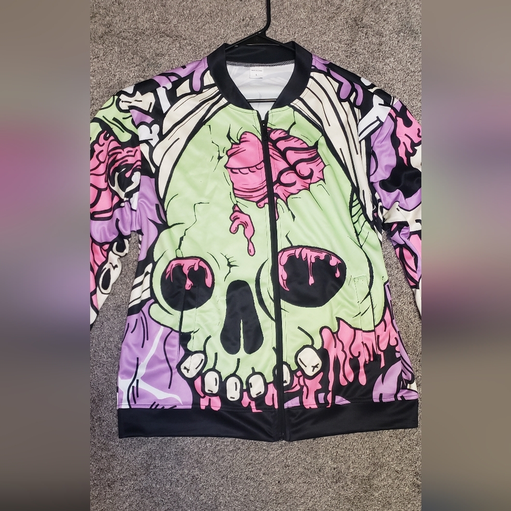 New Pastel Psychedelic Spring Skull Jacket